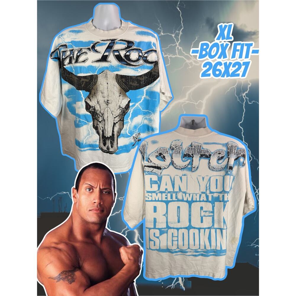 Loiter X WWE The Rock Vintage T Shirt Off White Cream Mens Size XL Graphic Tee